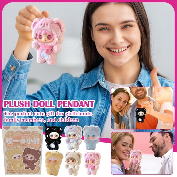 Cute Bear Plush Doll Blind Box – Soft Kawaii Collectible Plushies, Surprise Mystery Toy Gift for Kids & Adults, 6 Styles