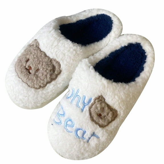 Cute Bear Plush Slippers, Warm Indoor Slides, Women's/Men's House Shoes