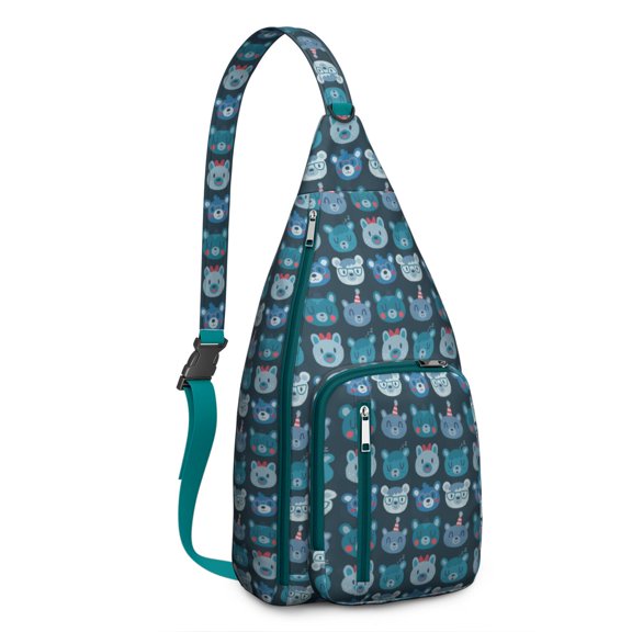 Cute Bear Print Hiking Backpack – Lightweight Drawstring Daypack with Watercolor Forest & Moon Design – Ideal for Bear Lovers, Outdoor Adventures, and Travel