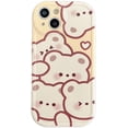 thumbnail image 1 of Cute Bear Rabbit Couples Love Heart Rounded Edge Soft  for iPhone Case (Yellow,iPhone 12 Pro Max), 1 of 6