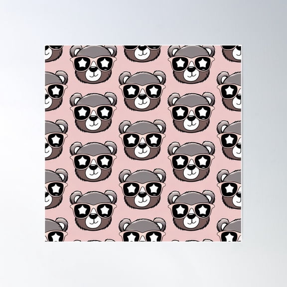 Cute Bear Repeating Pattern Poster Wall Art, Modern Wall Decor For Living Room Bedroom, 8x12 UNFRAMED