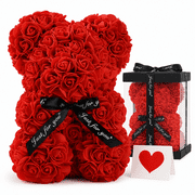 Rose Bear Gift for Women, Decorative Flower Teddy Bear with Gift Box and Card, Flower Bear Gifts for Girlfriend Mom, Valentines Day Mothers Day Gifts