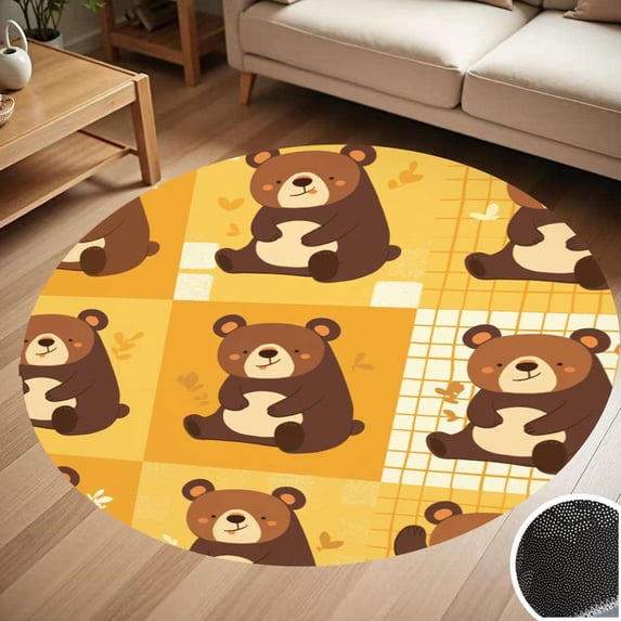 Rustic Bear Quilted Round Mat NCU0NNL179 main image 1