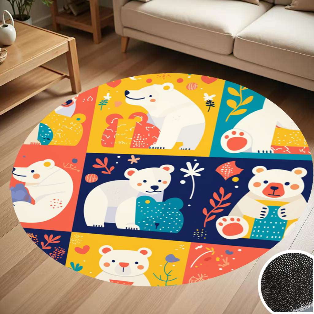 Cute Bear Round Carpet Living Room Bedroom Home Decoration Coffee Table ...
