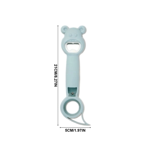 Cute Bear Shape Multi-Function Bottle Opener, 4-in-1 Jar Lid Opener Pull Tab Lifter Beer Cap Remover, Kitchen Gadget Tool with Hanging Hole for Home BBQ Picnic