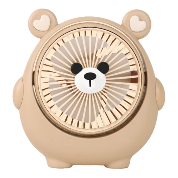 Cute Bear-Shaped Desktop Fan, USB Rechargeable 3-Speed Portable Fan, 180° Rotation Mini Air Circulator for Home Office Bedroom