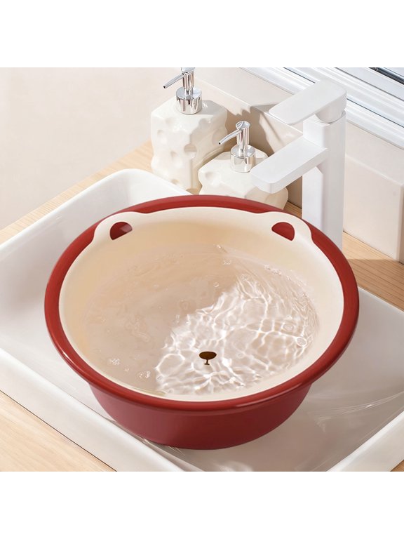 Cute Bear-Shaped Two-Tone Thickened PP Wash Basin: Large-Capacity Durable Washing Basin