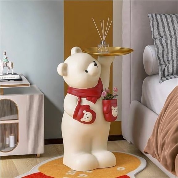 Cute Bear Side Table, Creative Tray Side Table, Living Room Decoration Table, Stylish and Simple Coffee Table for Living Room, Bedroom, Balcony$$Furniture