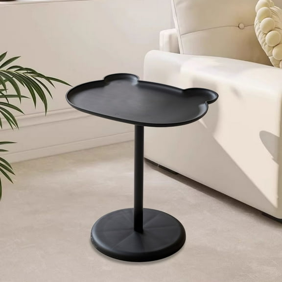 Cute Bear Side Table | Plastic Bedside Table | Sofa Coffee Table | 52x47cm (20.47x18.5in) | Black/Khaki/White/Pink | Spacious Tabletop with Rounded Edges | Stable Base | Modern Home Decor