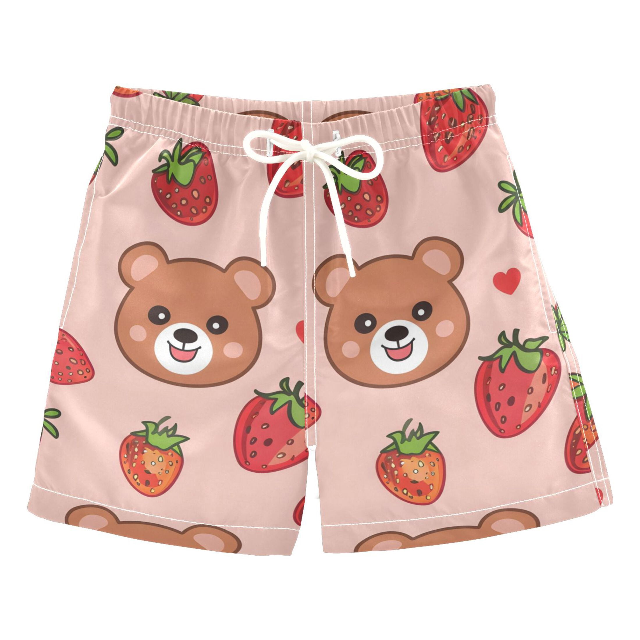boy striped bear board shorts