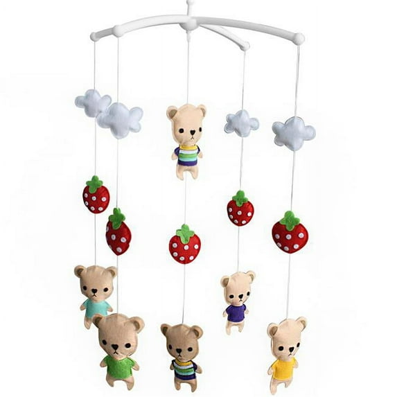 Cute Bear & Strawberry Handmade Baby Crib Mobile Nursery Room Decor Baby Mobile for Crib
