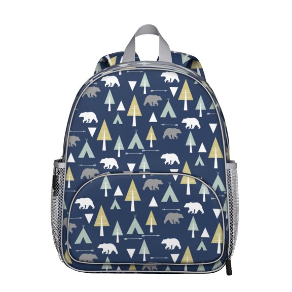 Cute Bear Student Backpack – Brown Polar Bear Cartoon Print With Wild Forest Hunting Artistic Design