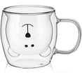 thumbnail image 1 of Cute Bear Tea Cup Double Wall Glass Milk Coffee Bear Mug with Handle Insulated Espresso Beer Cup Cute Birthday Present for Women Men Valentine's Day, 250 ml/ 8.4 oz (White), 1 of 2