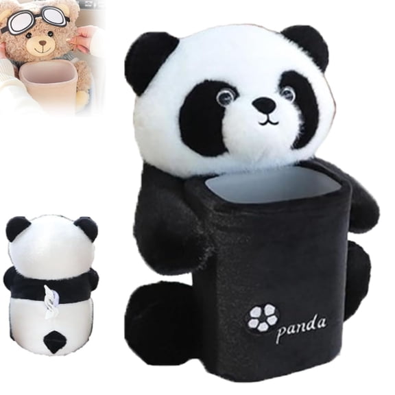 Cute Bear Tissue Holder and Trash Can, Cute Plush 2 in 1 Car Tissue Box and Trash Can Teddy Bear Tissue Box Plush Animals Cute Holder Plushie Multifunctional Organizer Creative Accessories for Women