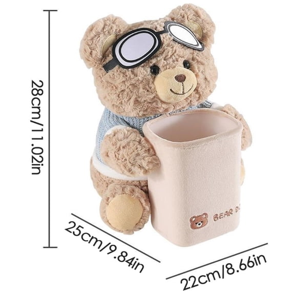 Cute Bear Tissue Holder and Trash Can, Cute Plush 2 in 1 Car Tissue Box and Trash Can Teddy Bear Tissue Box Plush Animals Cute Holder Plushie Multifunctional Organizer Creative Accessories for Women