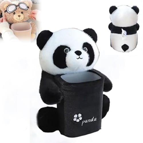 Cute Bear Tissue Holder and Trash Can, Soft Plush Car Tissue Box, 2 in 1 Automotive Storage Box, Cartoon Garbage Can, Multifunctional Animal Paper Box for Car and Home