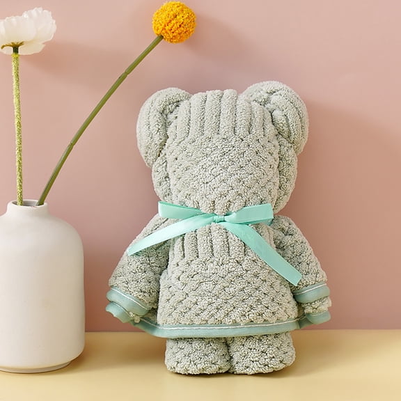Cute Bear Towel Gift - Super Soft and Highly Absorbent Plush Towel for Baby Showers, Birthdays, Holidays, and Party Favors Green