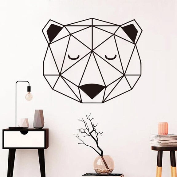 Cute Bear Wall Sticker Geometric Home Decor Nursery Art Murals Wallpaper Living Room Bedroom Kids Children Room Decoration 30x23cm
