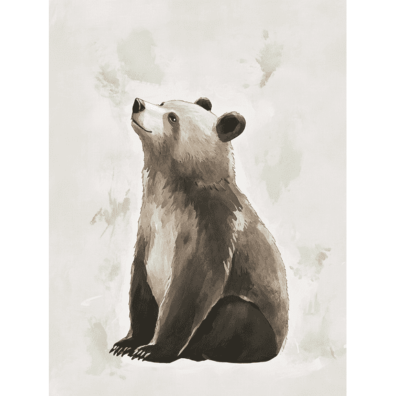 Cute Bear Watercolor Canvas Wall Art Perfect for Living Room Bedroom Bathroom Office and Nursery Decor.