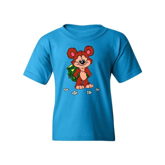 Cute Bear With A Backpack T-Shirt Juniors -Image by Shutterstock, Medium