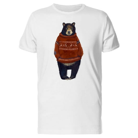 Cute Bear With Red Sweater T-Shirt Men -Image by Shutterstock, Male Large