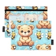 thumbnail image 1 of Cute Bear and Bee 2 Pack Pencil Pouch for 3 Ring Binder Smooth Zipper Folders with Pockets Clear Window Pencil Case, 1 of 6