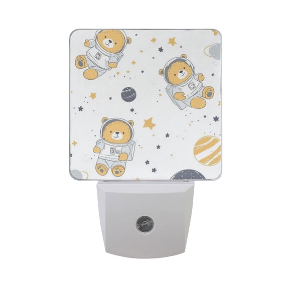Cute Bears Astronaut Planets Stars LED Night Light with Smart Sensor Plug Into Wall Dusk to Dawn 2 packs