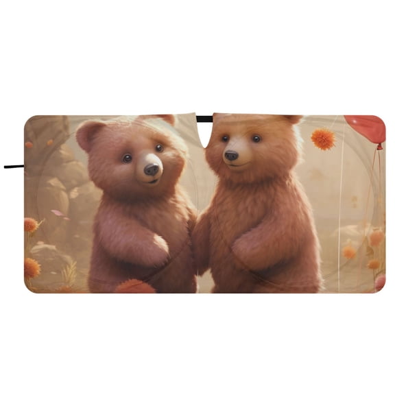 Cute Bears Car Windshield Sun Shade Foldable Front Window Shades Cover Sun Visor Shield Block