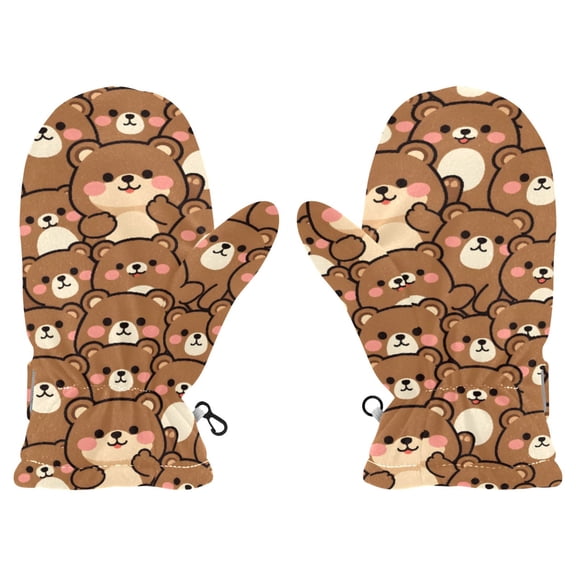 Cute Bears Cold Weather Mittens Cozy Gloves with Adjustable Fit Perfect for Outdoor Fun