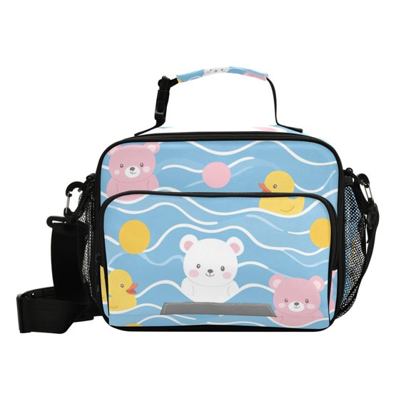 Cute Bears Duckies Dots Insulated Lunch Bag Portable Cooler Bag Mommy Bag Large Capacity 6L