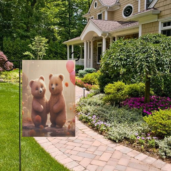 Cute Bears Garden Flag Double Sided 12 x 18 Inch Outside Yard Decoration Outdoor Flag