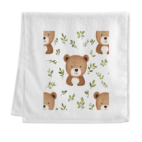 Cute Bears Leaves Watercolor Pure Cotton Towels Bath Towel Quick Drying for Bathroom Beach Sports 16" x 30"