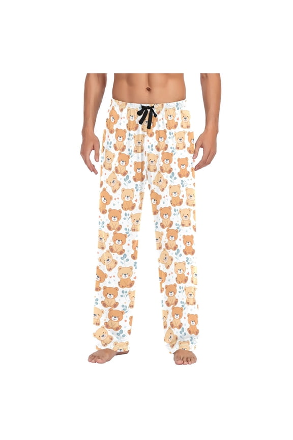 Cute Bears Men's Pajama Pants Cotton Long Sleepwear Lounge Pants S