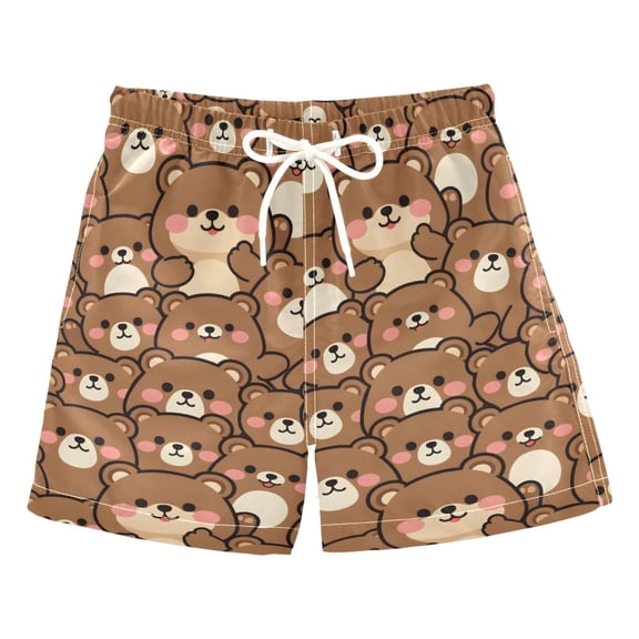 Cute Bears Swim Trunks Quick Dry Beach Pool Board Shorts Lightweight Stylish Print Sizes 2T to XL