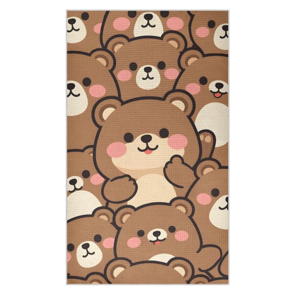 Cute Bears Waffle Kitchen Towels 18x30 in Soft Absorbent Quick Dry Dishcloths