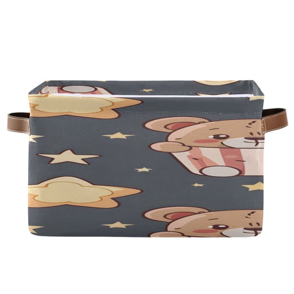 Cute Bears in Boxes Stars Square Storage Bins with Handles Collapsible Containing Box 1 Pack