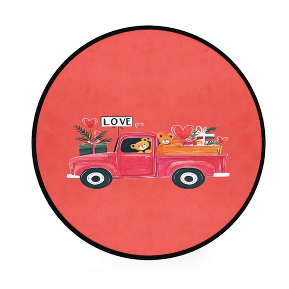 Cute Bears in Wagon Memory Foam Bath Mat 36" Absorbent Rug with Non Slip Base and 4 Bonus Pads