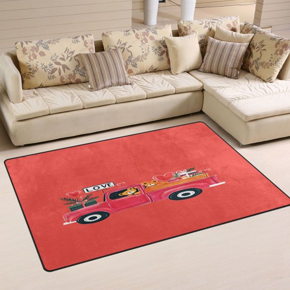 Cute Bears in Wagon Soft Polyester Area Rug 31''x20'', Non Slip, Memory Foam, Water Absorbent