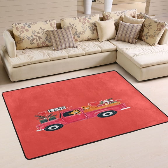 Cute Bears in Wagon Soft Polyester Area Rug 72''x48'', Non Slip, Memory Foam, Water Absorbent