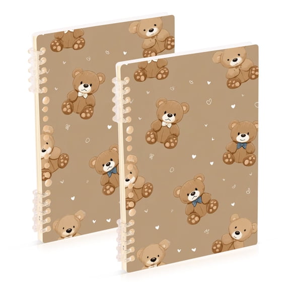 Cute Bears with Blue Bows Hearts Valentine Notebook Detachable Coil Notebook Diary Plan Book A5 Size 60 Pages 1 Pack