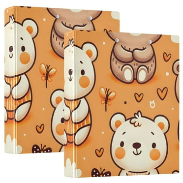 Cute Bears with Butterflies 3 Ring Hardcover Binders 1.5" Round Rings for Letter-Size Folder Paper Organizer Pockets for Office Student Recipe 1 Pack