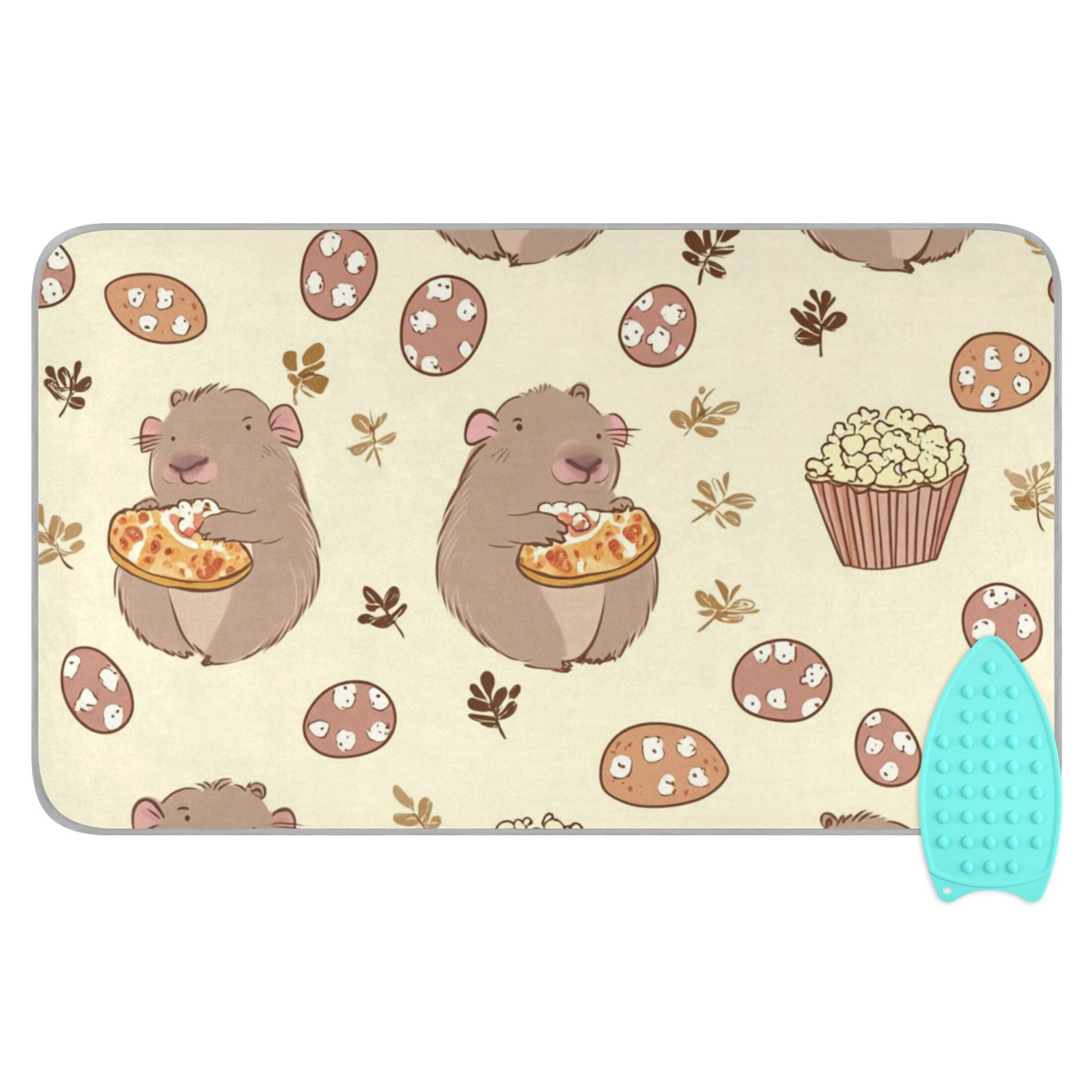 Cute Bears with Snacks Ironing Mat Blanket for Table Top Travel Portable Ironing Board Pad 47.2x27.6 Inch