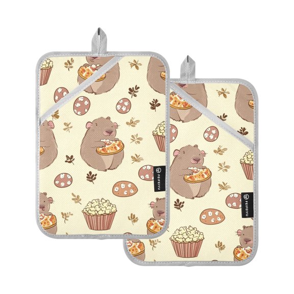 Cute Bears with Snacks Oven Mitts Pot Holders 2 pcs Heat Resistant for Kitchen Baking Grilling