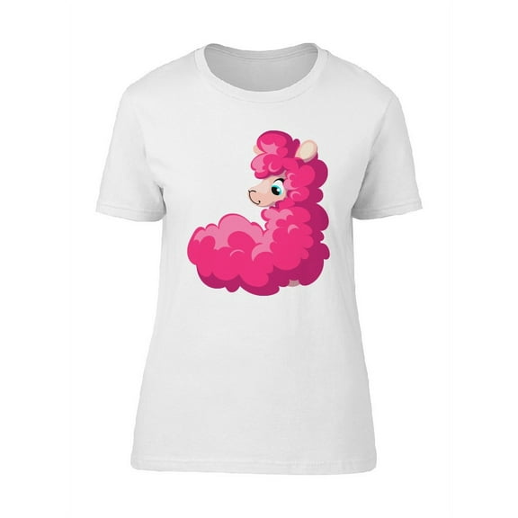 Cute Beautiful Pink Fluffy Llama T-Shirt Women -Image by Shutterstock, Female XX-Large