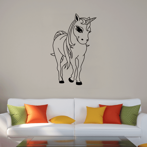 Cute Beautiful Unicorn Magical Unicorns Uni Corn Wall Sticker Art Decal for Girls Boys Kids Room Bedroom Nursery Kindergarten House Fun Home Decor Stickers Wall Art Vinyl Decoration Size (10x6 inch)