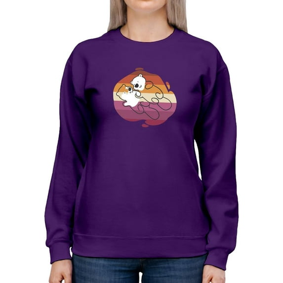 Cute Beaver Couple Sweatshirt Women -Smartprints Designs, Female Medium
