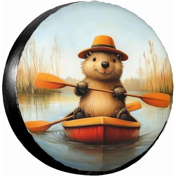 Cute Beaver Spare Tire Cover for Rv SUV Trailer Truck Camper,Funny Tire Cover Waterproof Wheel Protectors for Camping Outdoor Travel,Universal Fit