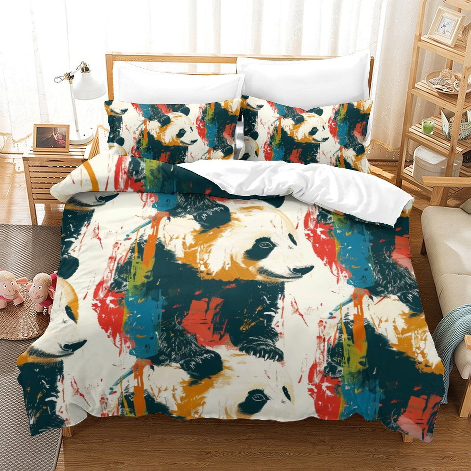 Cute Bedroom Decor Panda Printed Comforter Cover Set Kid Adult Animal