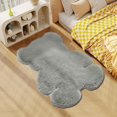 Cute Bedroom Rugs, Bear Shaped Area Rugs, Soft Grey Fluffy Faux Rabbit