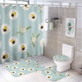 thumbnail image 1 of Cute Bee And Flower Pattern Shower Curtain Sets Non-Slip Rugs Bath Mat Toilet Cover U Shaped Mat 4 Pcs, 1 of 8